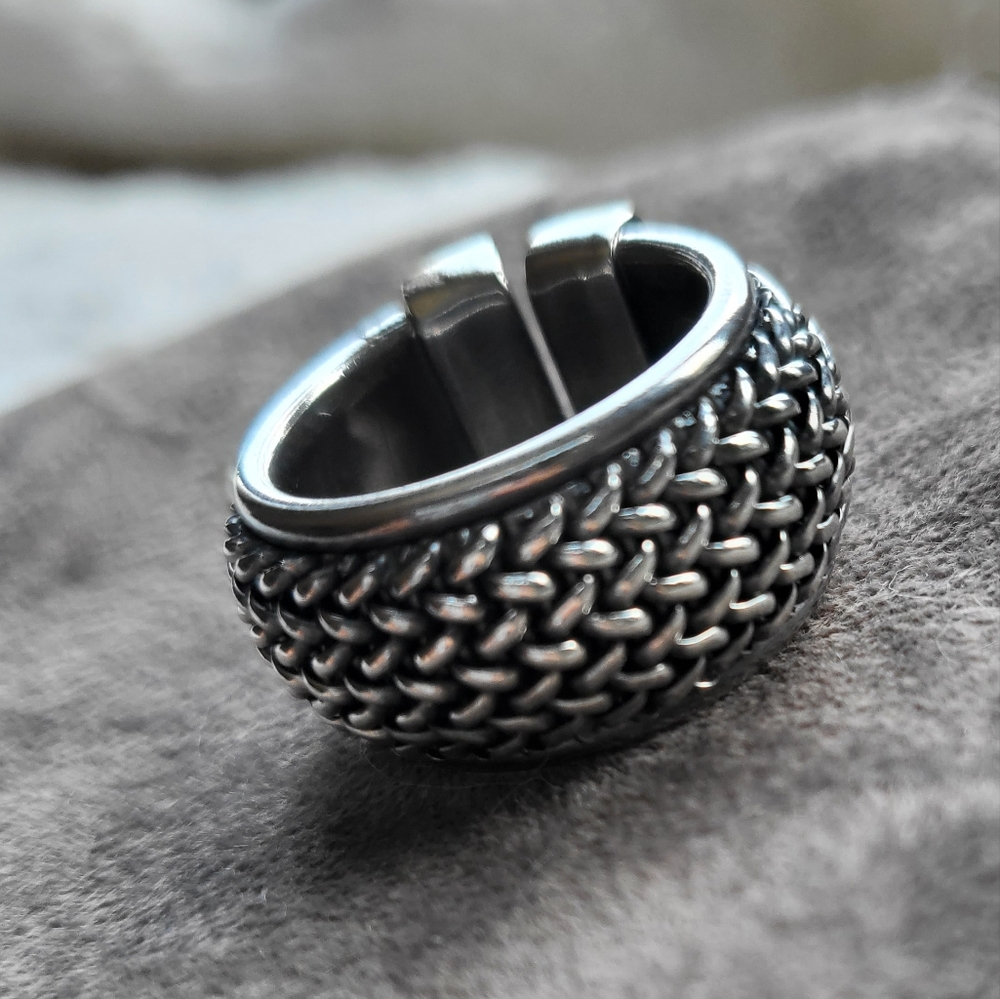 Vintage Statement Mesh/Solid Sterling Silver & 18… - image 3